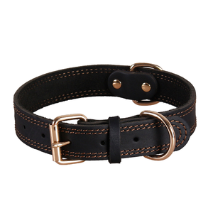 <span class=keywords><strong>Collar</strong></span> de perro de cuero de vaca resistente de lujo, collares para mascotas de <span class=keywords><strong>Color</strong></span> sólido, <span class=keywords><strong>Collar</strong></span> de perro ajustable con hebilla de Metal dorado - Product Image 6
