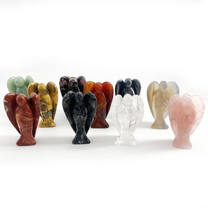 批发1-4英寸天使雕刻紫水晶、Unakite、青金石、Tgier眼睛、红玉石、石英水晶用于愈合 - Product Image 1