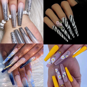 504 Uds nueva forma de uñas <span class=keywords><strong>manicura</strong></span> 4XL bolsa de Ballet puntas de armadura larga Ballet ataúd forma <span class=keywords><strong>transparente</strong></span> adhesivo Natural puntas de uñas postizas - Product Image 3