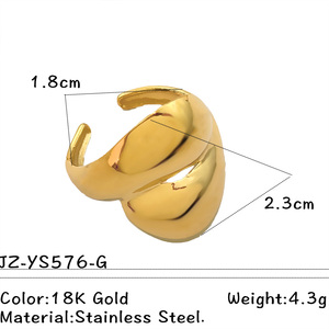 Anello Geometrico Moderno Y & <span class=keywords><strong>S</strong></span> in Acciaio Inossidabile Placcato Oro 18K Design Liscio Bicolore Accessori Gioielli da Donna - Product Image 6