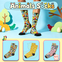 Chaussettes fantaisie en gros ODM motif chat noir amusant, imprimées numériquement en 3D, portrait d'animal de dessin animé, légères, avec logo personnalisé, cadeau décontracté original