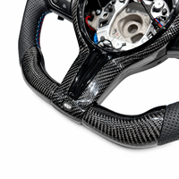 Setir Kemudi Kulit Hitam Custom Berbahan Serat Karbon untuk BMW F80 F10 F11 F20 F30 M3 Sports Desain 3 Palang 35mm 40mm Aksesoris Grip
