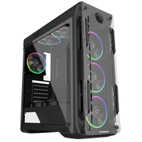 GameMax Optical Black Steel Gaming Case Mini ITX ATX Rainbow LED Fan 7-Slot Audio Front USB Ports Mid Tower Computer Stock
