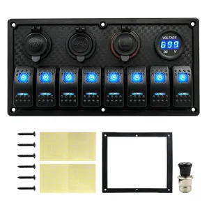 Genuine Marine 8 Gang DC Vehicle Boat Switch Panel Embedded Installation Electronic RV Switch Panel