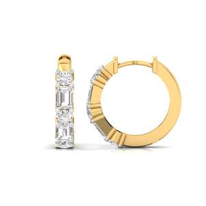 Modernos Pendientes de Aro con Esmeraldas y Diamantes de Laboratorio, Chapados en Oro de 10K, Certificados por IGI, Diseño Elegante y Brillante, Regalo de Joyería - Product Image 1
