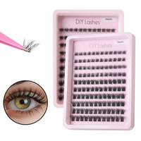 Extensions de cils individuels en grappe F9 ultra-fines, bande super fine, fibres synthétiques douces, aspect naturel, pour vente en gros