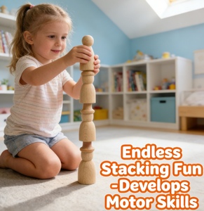 Boneka Kayu Pelangi DIY Buatan Pabrik, Figur Penyihir Warna, Mainan Montessori untuk Anak, Permainan Blok Terbuka - Product Image 2