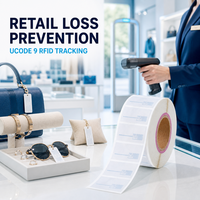 Étiquette RFID UHF en papier enduit imperméable UCODE 9 ISO 18000-6C pour la prévention des pertes et la lutte contre le vol en magasin