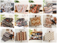 Nouvelle arrivée : Couverture de pique-nique mexicaine bohème tissée, décoration pour canapé et lit avec pompons, couverture rectangulaire anti-boulochage