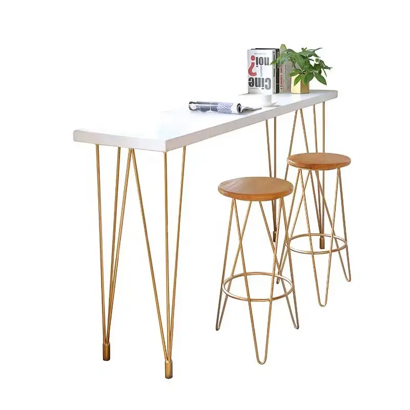 morden Solid wood metal bar chair Nature wooden bar stool metal bar chairs Bistro High Top Stool armless