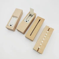 Boîte à piles AAA en bois de hêtre, base lumineuse LED, veilleuse en bois avec interrupteur, lumière blanc chaud pour la décoration de vitrine en verre cristal