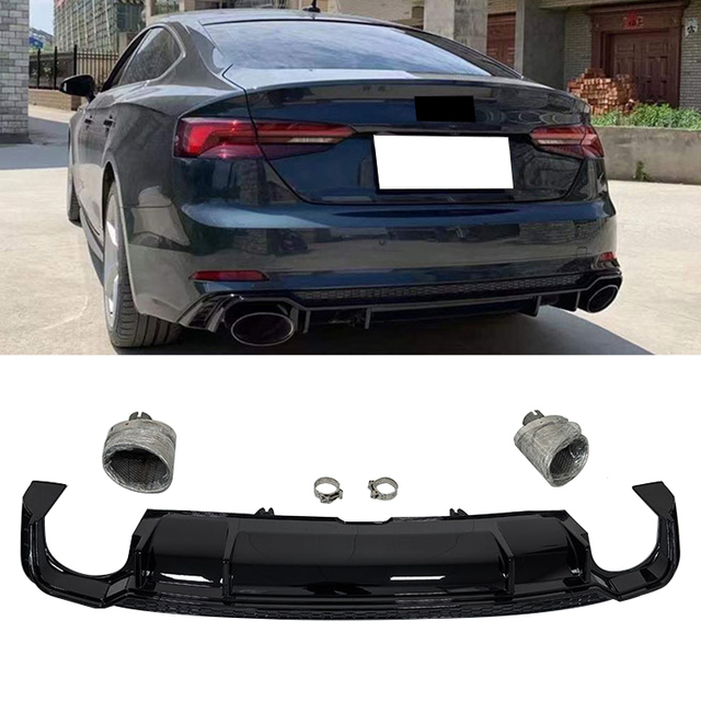 Hot Sale Car Body Kit Upgrade Sport Style Normal Version Rear Bumper Diffuser with Tailpipe for Audi A5 S5 B9 to RS5 2017-2019