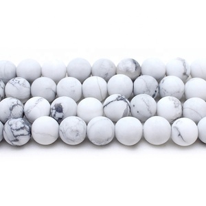 New bead opaca glassata bianco <span class=keywords><strong>howlite</strong></span> <span class=keywords><strong>pietra</strong></span> rotonda perline di <span class=keywords><strong>pietra</strong></span> per i braccialetti monili che fanno (AB1566) - Product Image 1