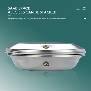 Portable Folding 4 Parts in 1 <strong>Camping</strong> Dishes <strong>Set</strong> Stainless Steel <strong>Camping</strong> <strong>Plates</strong> and Bowls <strong>Sets</strong> - Product Image 5