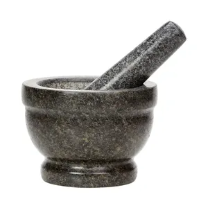 kitchen utensils Natural black durable granite stone mortar and pestle Crusher Grinder kitchenware