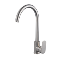 Robinet mélangeur de cuisine classique en acier inoxydable 304 écologique avec finition chromée, à poser sur le plan, monocommande chaud/froid