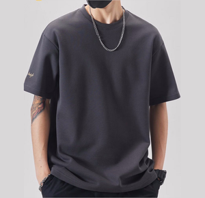 เสื้อยืดแขนสั้นสำหรับผู้ชายเสื้อคอกลมแขนห้าส่วนผ้าฝ้ายขนาดใหญ่280กรัม - Product Image 1