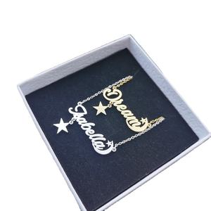 Collana con Ciondolo Personalizzato Qiuhan in Acciaio Inox a Forma <span class=keywords><strong>di</strong></span> <span class=keywords><strong>Stella</strong></span> e Luna, Gioiello Inciso su Misura, Regalo per Compleanno e San Valentino - Product Image 1