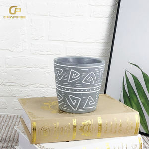 Ventes en gros de jardinières en béton à motif géométrique en relief, pots à fleurs en ciment pour la maison et le jardin, macetas succulentas al por mayor - Product Image 3