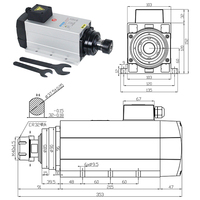 6KW Cnc Machine Broche Moteur ER32 18000rpm Haute Fréquence 220V 380V Travail Du Bois Cnc Broche Moteur Kit