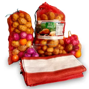Grosir 50*80cm kantung jaring Leno PP daur ulang kuning pabrik jaring buah & sayuran kentang bawang langsung dari penggunaan pertanian Tiongkok