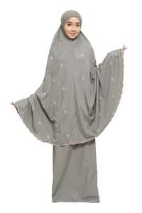 SIPO Muslim Malaysia Tudung Khimar Dress Islamic Clothing Pink Flower Women Telekung Embroidery Jilbab Telekung - Product Image 2