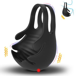 S-hande Silicone Remote Control Dual Scrotum <strong>Sleeve</strong> Vibrating Delay <strong>Sex</strong> Time Cock Rings Double <strong>Penis</strong> Ring <strong>Sex</strong> <strong>Toys</strong> for Men - Product Image 1