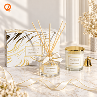 Ensemble de diffuseur de bougies sans flamme en cire de soja de luxe OEM, blanc parfumé, pour mariage, cadeaux de la Saint-Valentin, coffret cadeau pour invités, sans goutte
