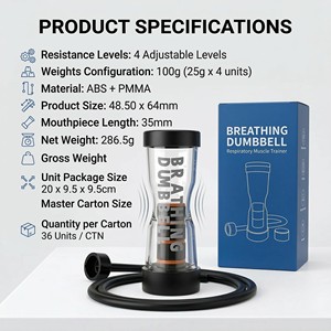 Dispositivo Profesional para Ejercitar los Pulmones, 4 Niveles <span class=keywords><strong>de</strong></span> Resistencia, Entrenador <span class=keywords><strong>de</strong></span> Respiración con Peso <span class=keywords><strong>de</strong></span> 100g, Marca Confiable, Pida <span class=keywords><strong>en</strong></span> Línea - Product Image 5
