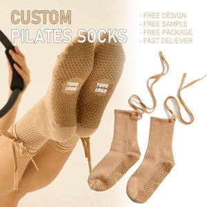 Kaos Kaki Anti-Selip untuk Balet, Yoga, Pilates, dan Tari dengan Tali Silang & Aksen Pita Dekoratif - Product Image 1