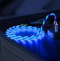 1m 180 Degrés Rotation Lumière Fluide Led Câble Chargeur Usb Téléphone Câble de Charge avec Lumière Led
