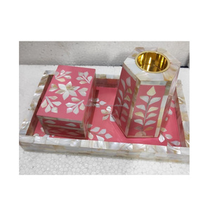 Handmade Wood Bakhoor Burner With <strong>Bone</strong> <strong>Inlay</strong> and Mother of Pearl Incense Holders Wholesale Price Boxed Export Ready