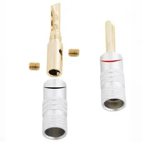 Conector Banana de 4 mm, Chapado en Oro de 24K, Conector Macho para Altavoz, Negro y Rojo
