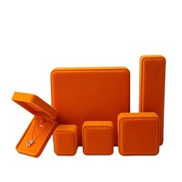 Boîte à bijoux en velours orange à coins arrondis, vente en gros, logo personnalisé, petite quantité acceptée pour bagues, boucles d'oreilles, colliers, bracelets