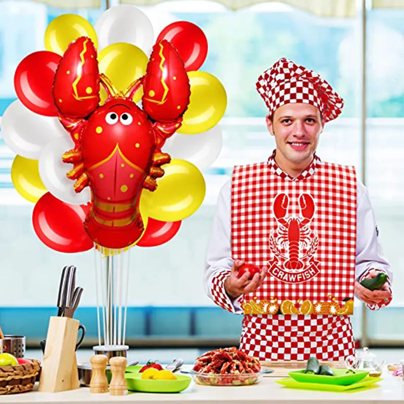 Goedkopere Custom Crab Accessoires Zeevruchten Koken Wegwerp Plastic Schort Kreeft Volwassen Slabbetjes Voor Restaurant