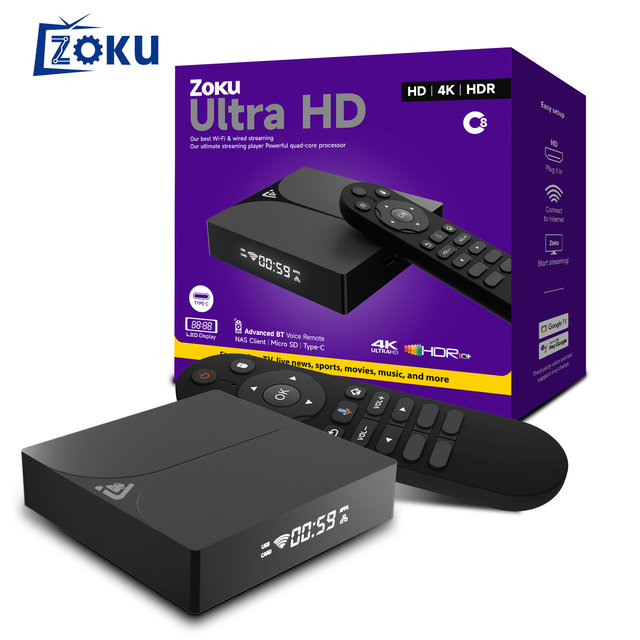 ZOKU 2025 C8 Android 14 TV Box 4K Streaming Quad Core Media Player 16GB ROM and 2GB RAM Smart Set-Top Ott Device