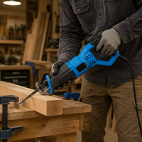 Kabelgebundene Säbelsäge - Geeignet für Holz, Metall und PVC. Elektrische Säbelsäge mit variabler Geschwindigkeit und 12 Sägeblättern.