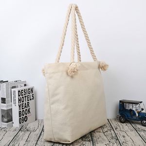 Sac fourre-tout en toile de couleur unie personnalisé - Sac fourre-tout vierge pour sublimation avec poignée en corde pour voyage et plage - Prix usine - Product Image 2