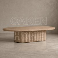 Table basse sur piétement en bois massif OAKEN, style moderne et luxueux, élégante, haut de gamme, pour salon, meubles de salon, meubles pour la maison