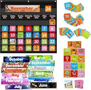 Learning Classroom <b>Pocket</b> Chart Monthly Wall Calendar Educational Charts for Preschool Homeschool Classroom <b>Pocket</b> Chart - Product Image 2