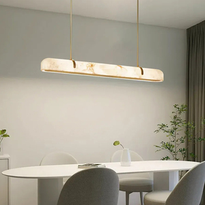 Lustre linéaire nordique en albâtre, luminaires suspendus pour îlot de <span class=keywords><strong>cuisine</strong></span>, table à manger moderne de luxe, lustre en albâtre naturel d'Espagne - Product Image 2