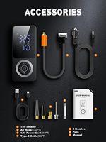 Gonfleur de pneus numérique à double alimentation avec batterie rechargeable de 6000 mAh, lumière LED, fonction de banque d'alimentation, matériau plastique
