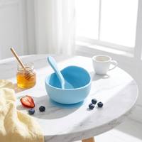 Ensemble de vaisselle pour tout-petits en silicone de qualité alimentaire Meitai avec cuillère à large ouverture et base à ventouse 0+ pour le petit-déjeuner, les fruits et les collations des enfants, portable