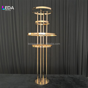 แจกันดอกไม้ประดิษฐ์ LEDA รุ่น Luxury Gold Floral Centerpiece ตกแต่งโต๊ะงานเลี้ยง ขาตั้งโลหะทันสมัยสำหรับงานแต่งงานและงานอีเว้นท์ - Product Image 1