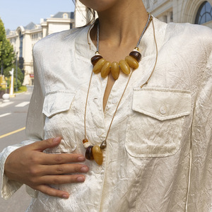 Gargantilla de cuerda hecha a mano, colgante ajustable, collar impermeable de moda de piedra Natural para mujer, novedad - Product Image 3