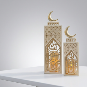 Lanternes en fer exclusives pour le Ramadan avec un dessus en forme de croissant de lune moderne et un design de calligraphie arabe pour la décoration de la maison - Product Image 5