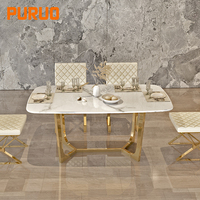Puruo Tables de salle à manger importées en gros, commandes en gros/distributeurs, ensembles de salle à manger en marbre gris pour cuisine avec six chaises