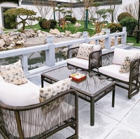 Loisirs de plein air Cour Table et chaises en rotin et osier Villa Terrasse Jardin Chaise en rotin haut de gamme pour Baclony