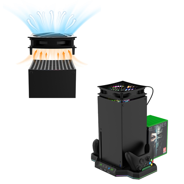 Multifunctional RGB Cooling Charger Stand With Rechargeable Battery for X BOX Series X Charging Dock Station