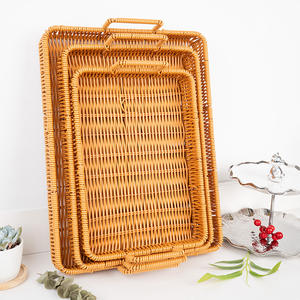 Bandeja Rectangular Bobai de Imitación de Ratán con Asa para Servir Frutas, Pan y Repostería, 12 Unidades, Nacional e Internacional - Product Image 4